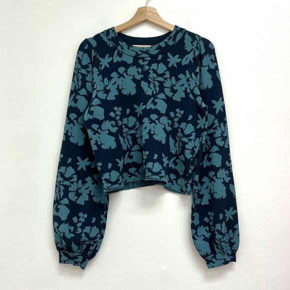 MILLY Floral Print Cropped Balloon Sleeve Crew Knit Designer Sweater - Small* - Picture 10 of 10